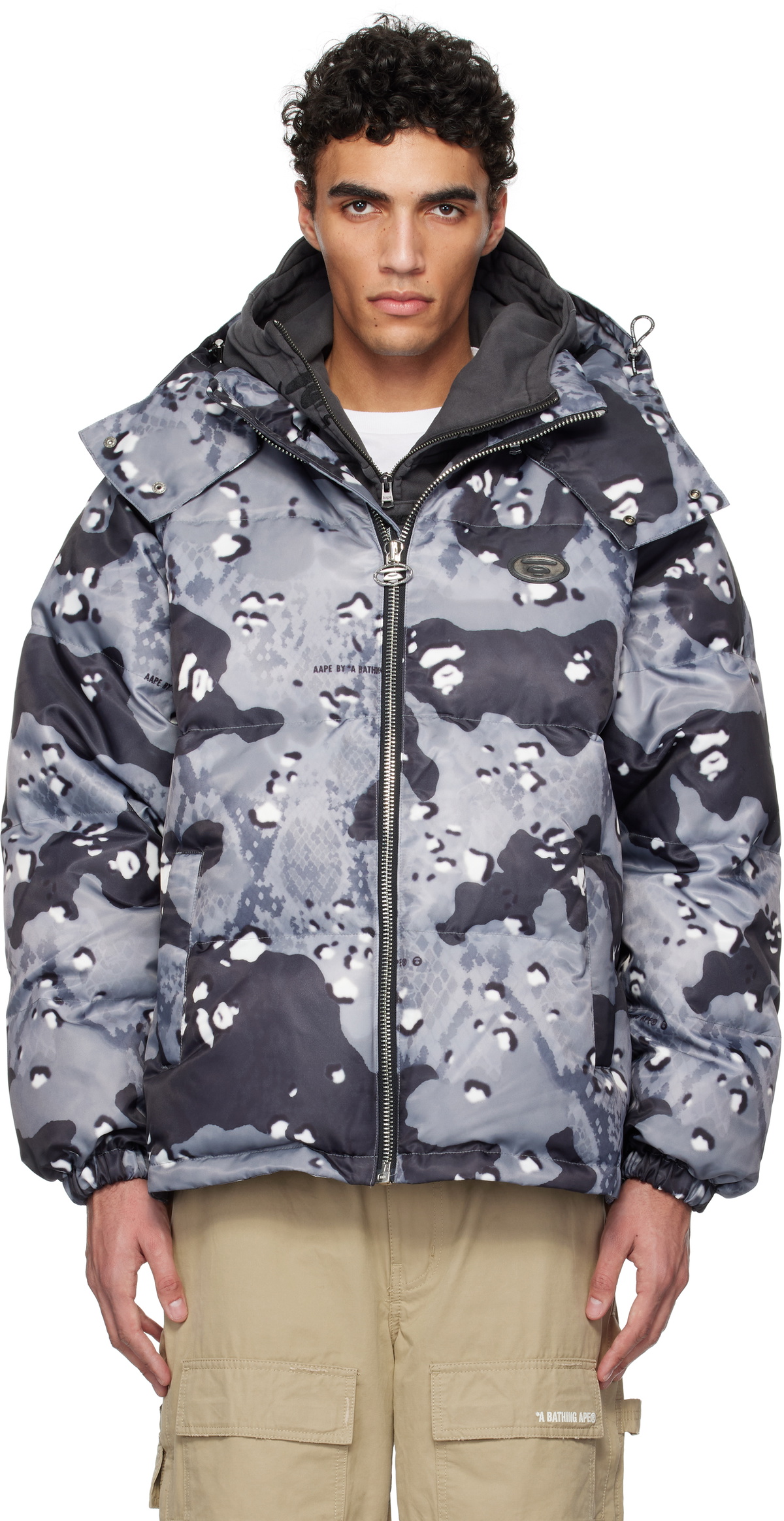 AAPE by A Bathing Ape Black 'AAPE NOW' Hoodie Down Jacket AAPE by