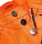 WHO DECIDES WAR by Ev Bravado - Skinny-Fit Strap-Detailed Distressed Denim Jeans - Orange