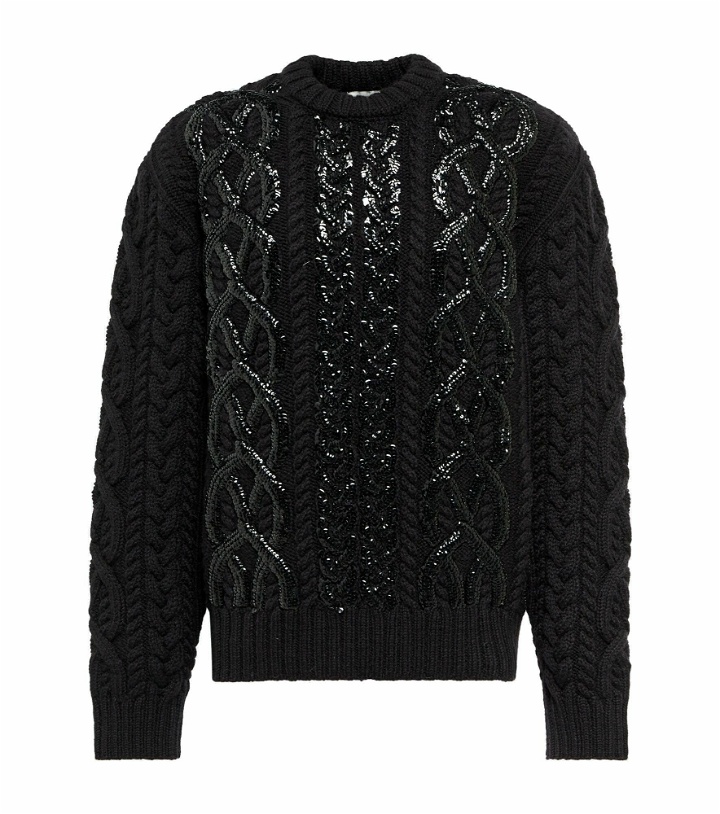 Photo: Dries Van Noten - Sequined cable-knit wool sweater