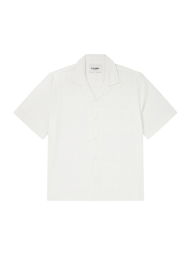Photo: Corridor - Convertible-Collar Checked Cotton Shirt - White