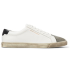 SAINT LAURENT - Andy Distressed Suede-Trimmed Leather Sneakers - White