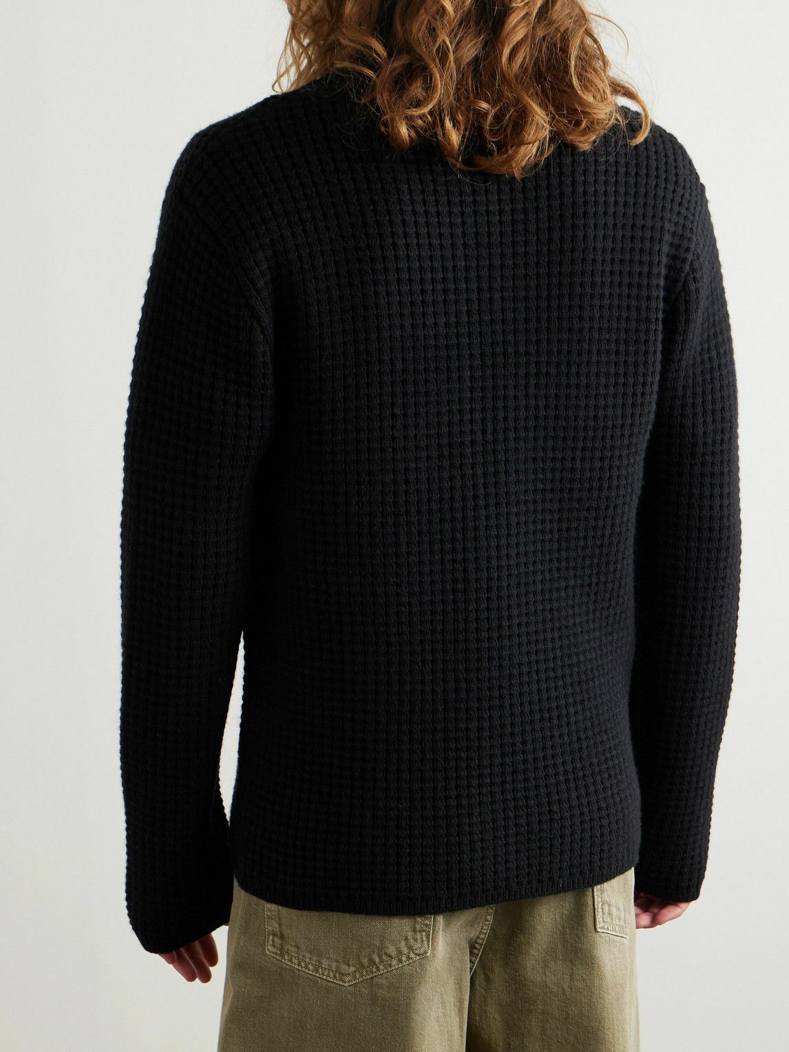 John Elliott - Slim-Fit Waffle-Knit Zip-Up Cardigan - Black