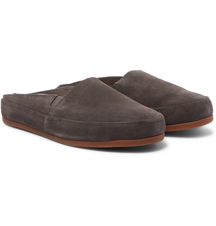 Photo: Mulo - Suede Backless Slippers - Gray