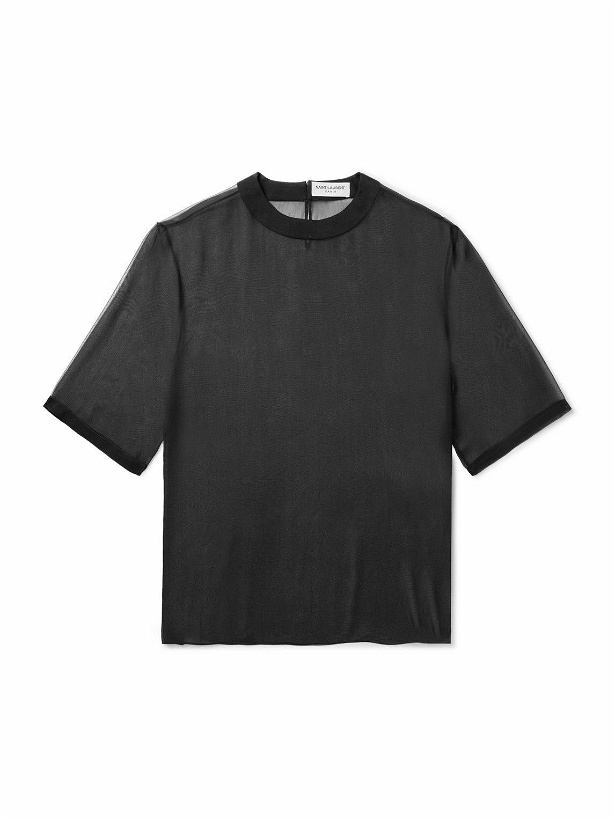 Photo: SAINT LAURENT - Silk-Organza T-Shirt - Black