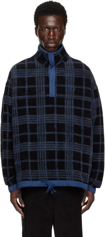 Photo: Story mfg. Blue & Black Polite Pullover Sweatshirt