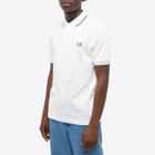 Fred Perry Men's Twin Tipped Polo Shirt in White/Light Ice/Field Green