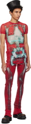 Jean Paul Gaultier SSENSE Exclusive Red & Blue Squeletor Mini Dress T-shirt
