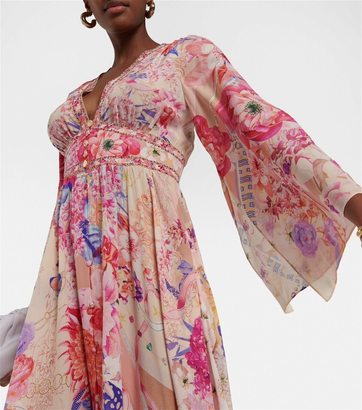 Camilla Floral shirred silk maxi dress