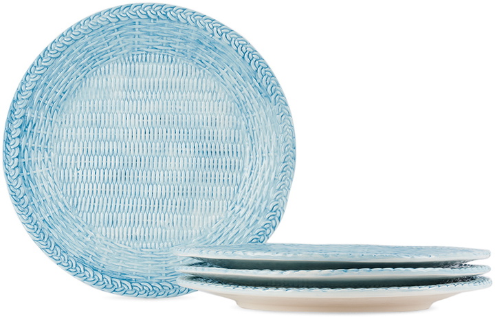 Photo: Les-Ottomans Blue Wicker Dinner Plate Set, 4 pcs