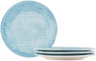 Les-Ottomans Blue Wicker Dinner Plate Set, 4 pcs