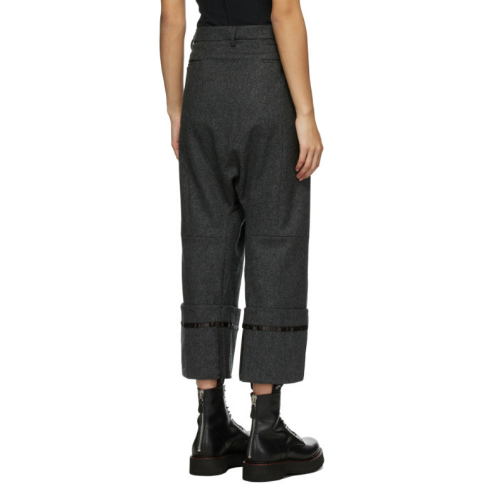 R13 Grey Wool Tailored Cross Over Trousers R13