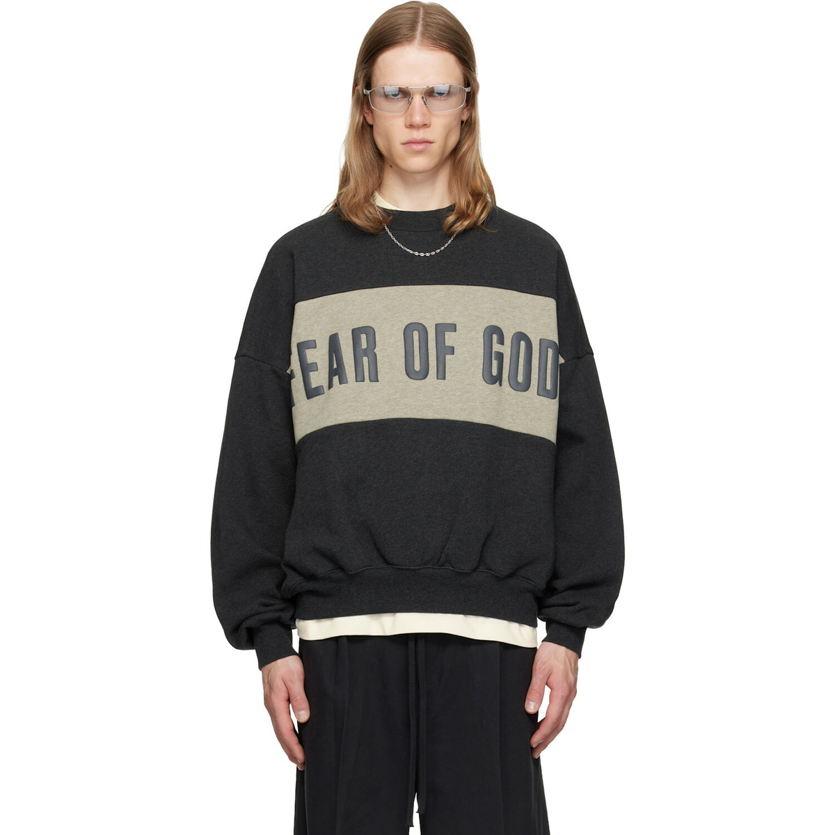 Fear of God ESSENTIALS Gray Cropped Relaxed Panelled Sweatshirt
