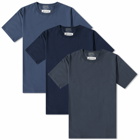 Maison Margiela Men's Classic T-Shirt - 3 Pack in Shades Of Navy