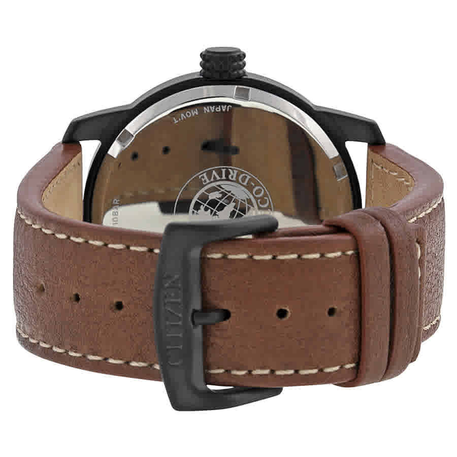 Citizen Eco Drive Black Dial Brown Leather Mens Watch BM8475-26E