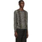 Saint Laurent Beige and Black Jacquard Leopard Sweater