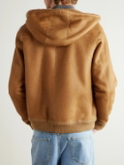 LOEWE - Logo-Appliquéd Shearling Hooded Jacket - Brown