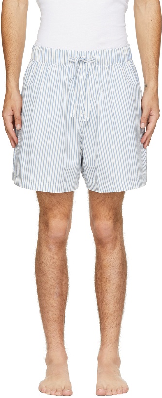 Photo: Tekla White & Blue Poplin Striped Pyjama Shorts