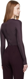 Mugler Burgundy Shoulder Logo Bodysuit
