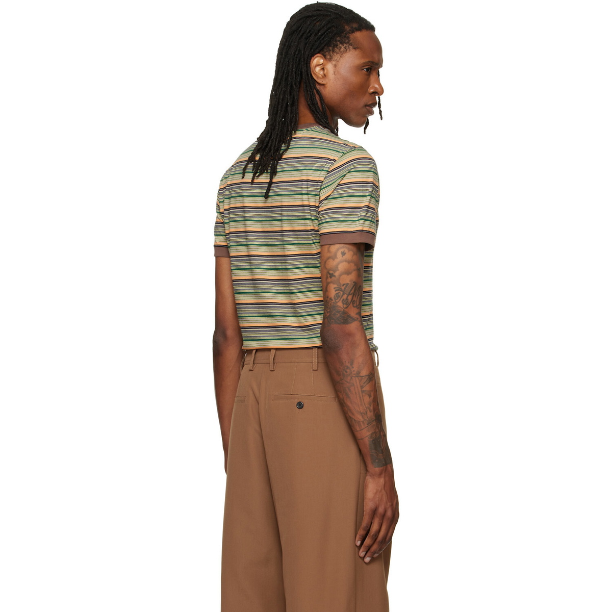 Marni Green Cotton Fine Stripes T-shirt