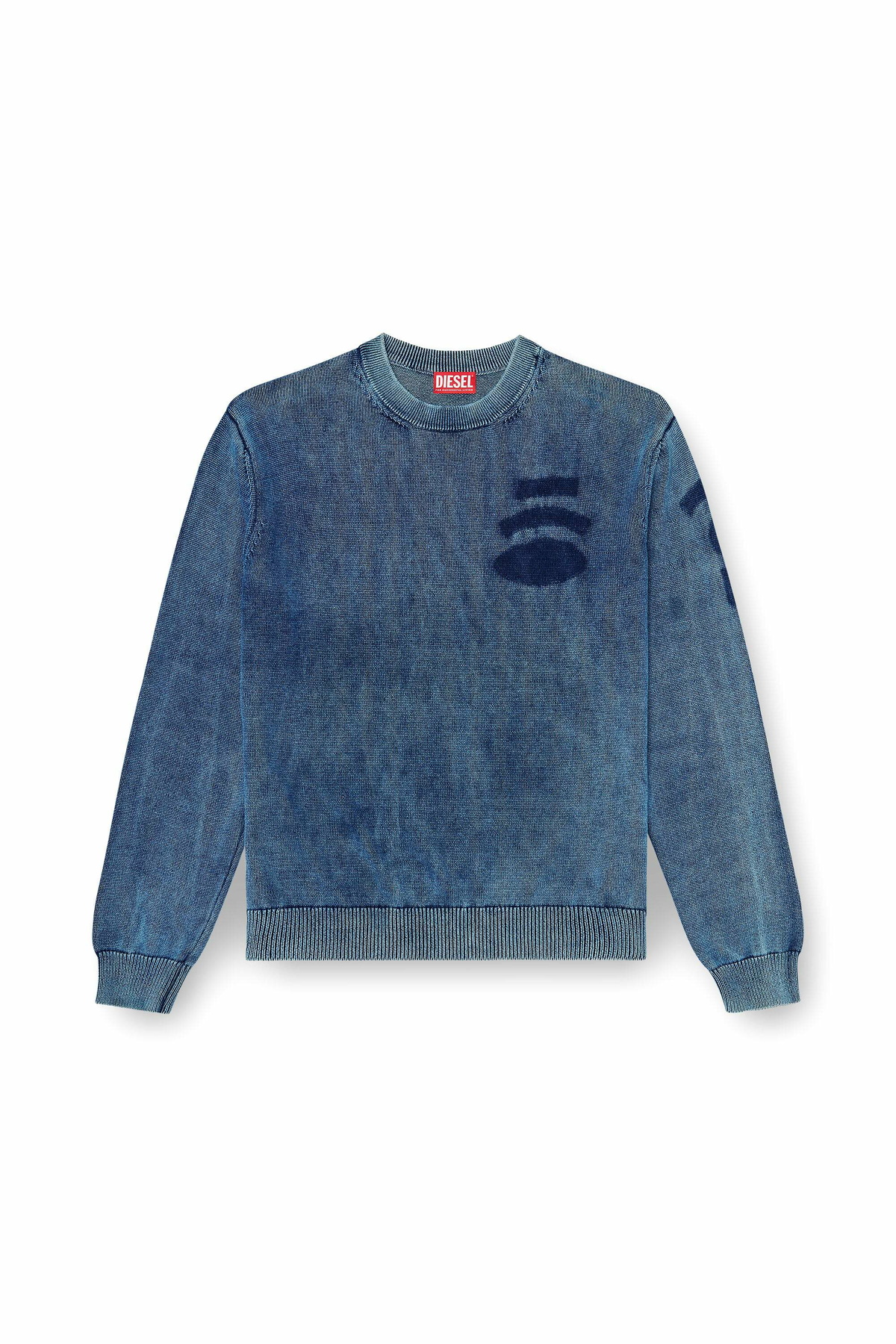 Diesel Denim-look jumper with patch effects - Knitwear Mens in Blue