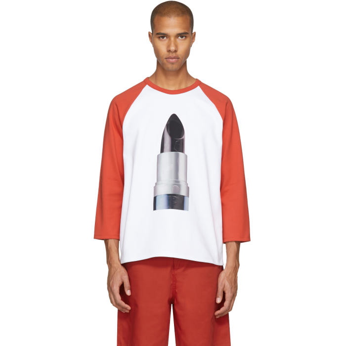 Photo: Acne Studios White and Red Lipstick Noise T-Shirt