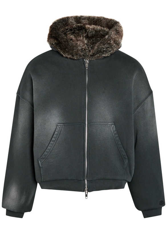 Photo: Picante Reversible Hooded Faux fur Cotton Jacket Black