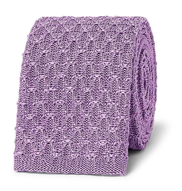 Photo: Richard James - 6.5cm Knitted Silk Tie - Purple
