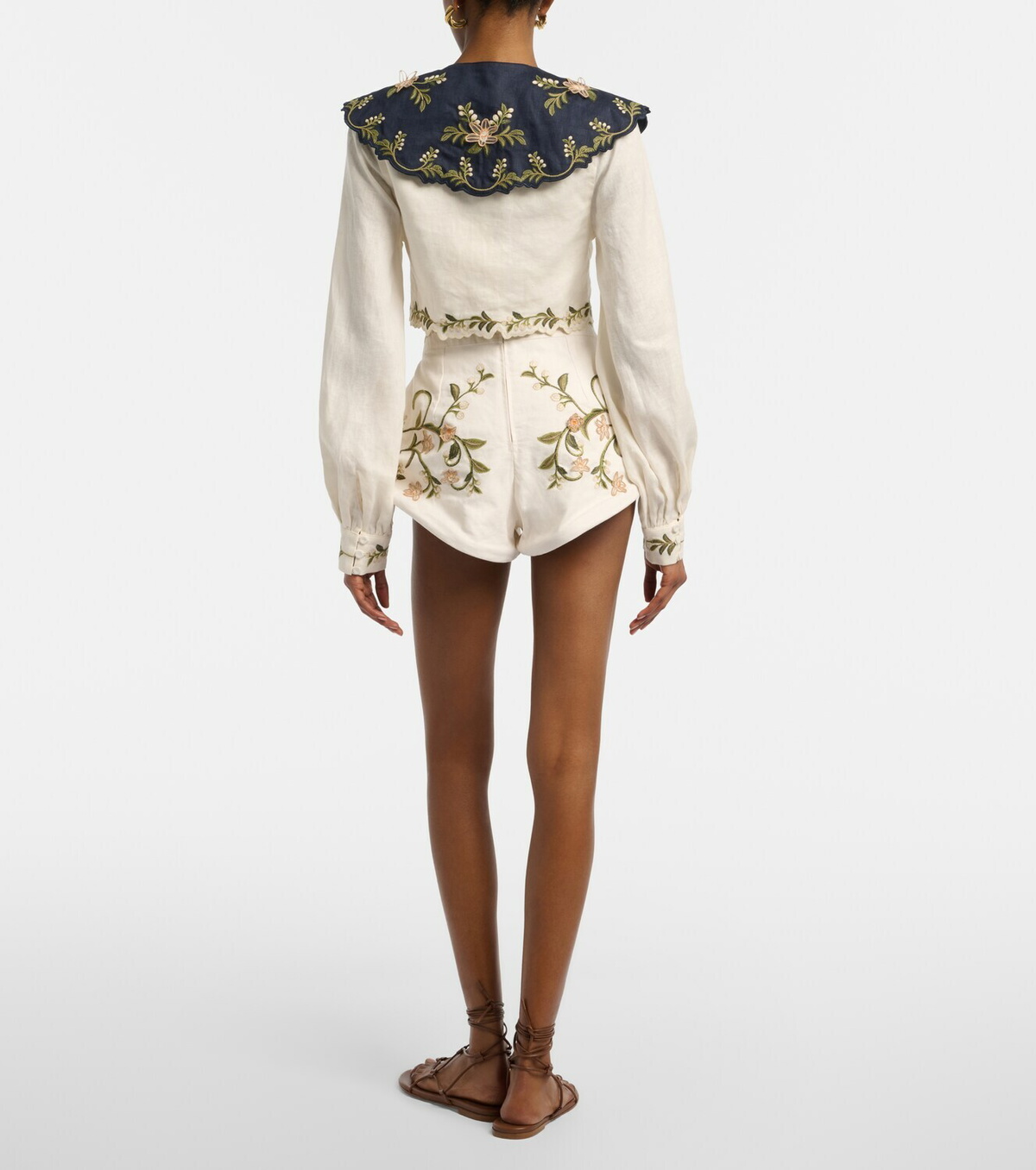 Agua by Agua Bendita Gatti embroidered linen shorts