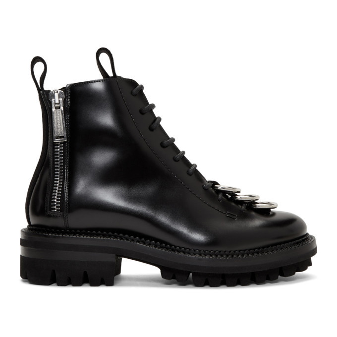 Photo: Dsquared2 Black Leather Lace-Up Boots