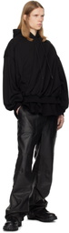 Juun.J Black Layered Twisted Hoodie
