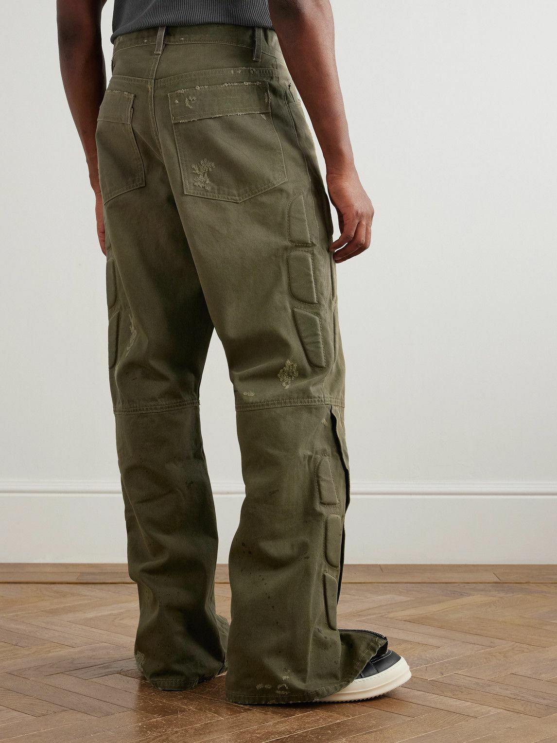 Satoshi Nakamoto - Enduro Straight-Leg Padded Distressed Jeans - Green
