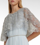 Self-Portrait Embellished cape-detail chiffon gown