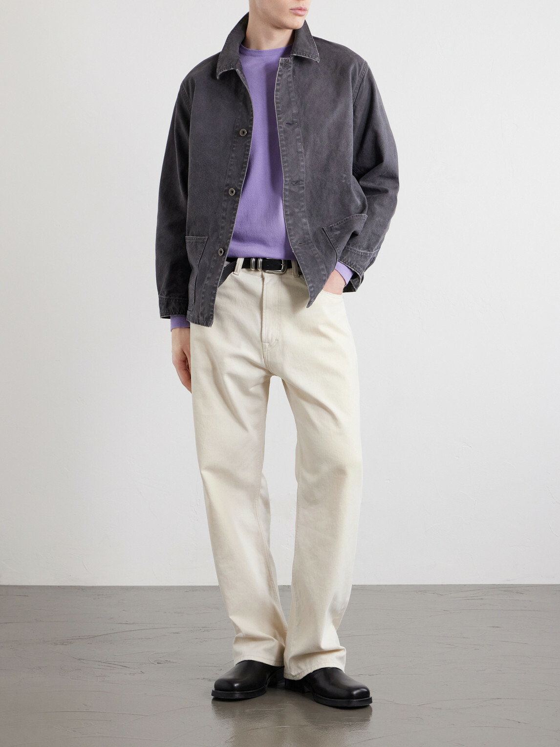 FULLCOUNT - Tent Cloth Distressed Denim Chore Jacket - Gray