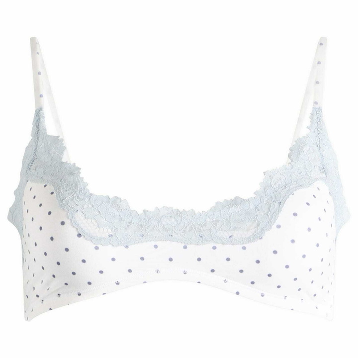 Photo: SKIMS Women's Fits Everybody Lace Scoop Bralette in Slate Dot Print