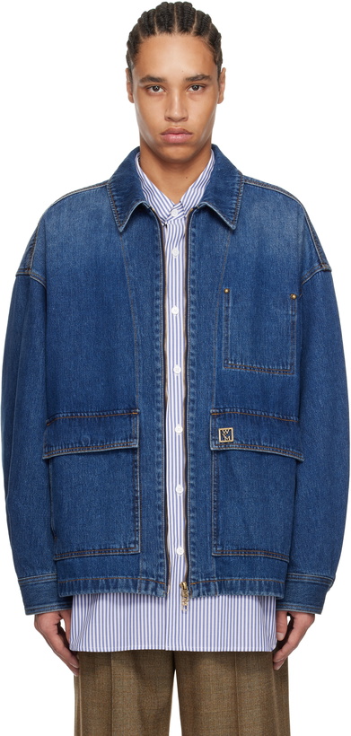 Photo: WOOYOUNGMI Blue Zip-Up Denim Jacket