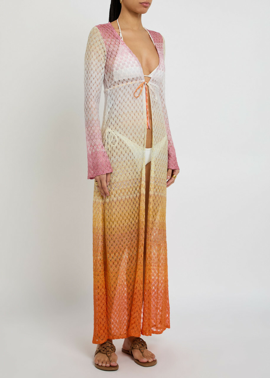 Missoni Degradé Metallic-knit Cover up Orange