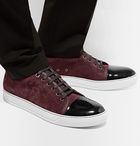 Lanvin - Cap-Toe Suede and Patent-Leather Sneakers - Men - Burgundy