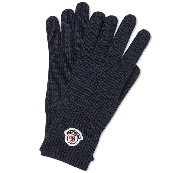 Photo: Moncler Men's Logo Wool Gloves in Navy