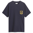 Universal Works Men's Print Pocket T-Shirt in Navy/Yellow