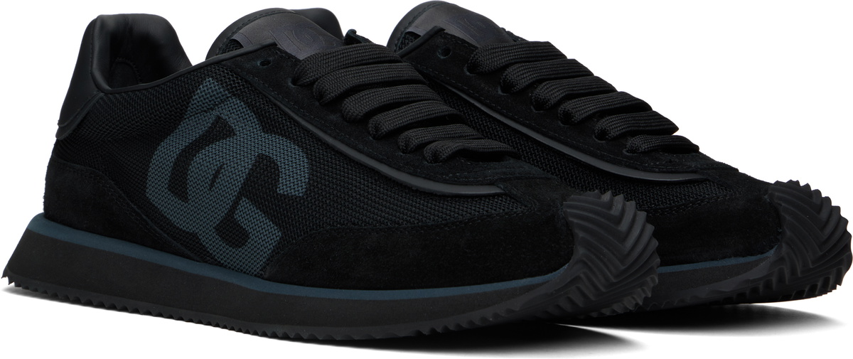 Dolce&Gabbana Black Mixed-Material 'DG' Cushion Sneakers