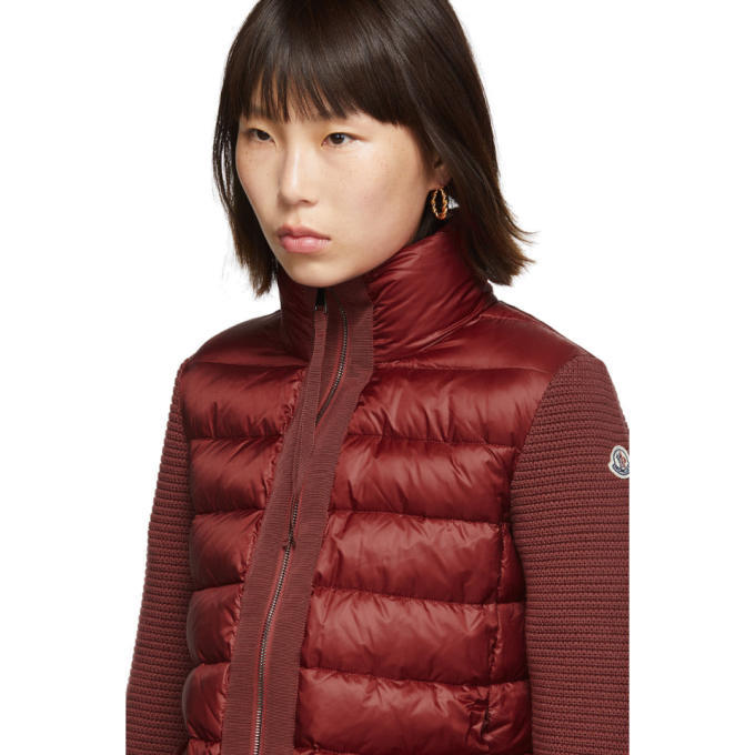 Moncler long down store knit combo jacket