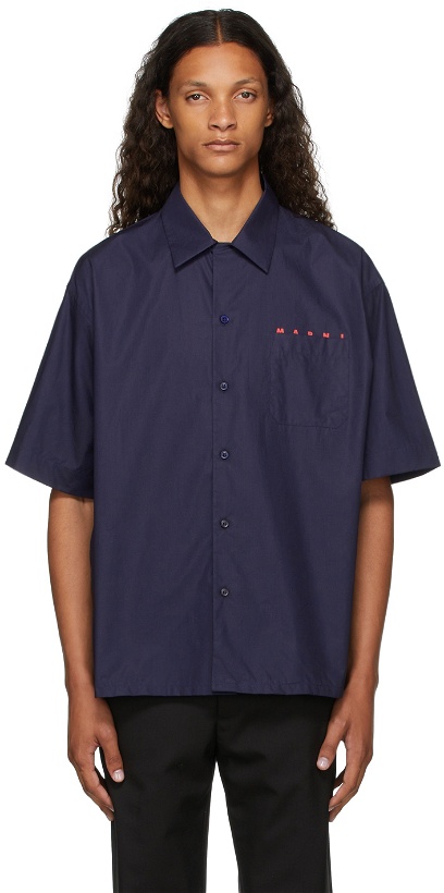 Photo: Marni Navy Bowling Logo Short Sleeve Shirt