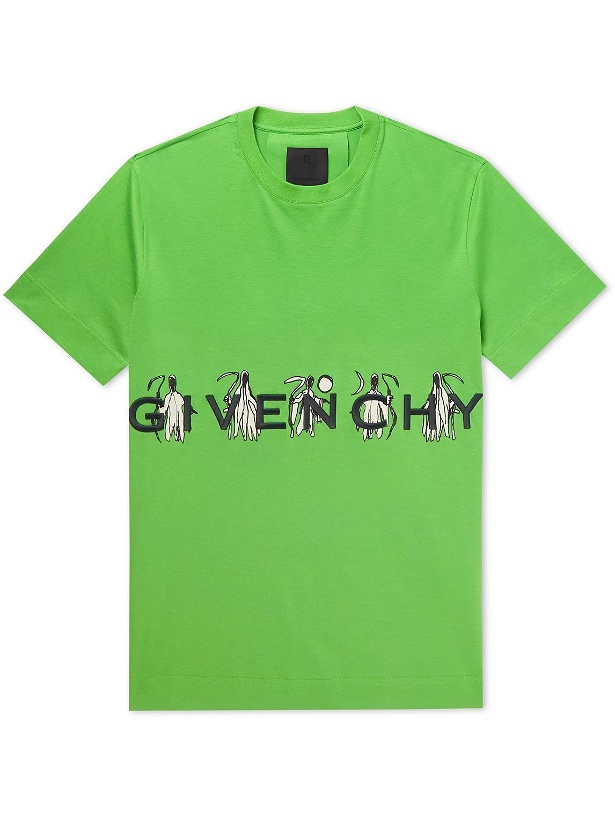 Photo: Givenchy - Josh Smith Logo-Embroidered Cotton-Jersey T-Shirt - Green