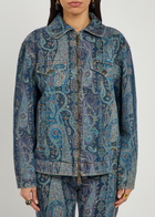 Etro Patterned Denim Jacket Blue