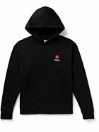 KENZO - Appliquéd Logo-Embroidered Cotton-Jersey Hoodie - Black