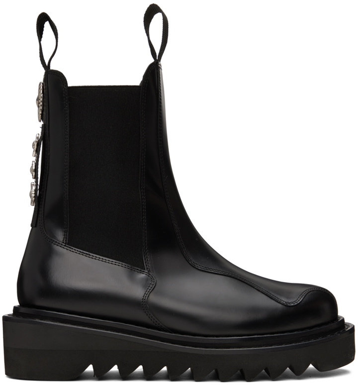 Photo: Toga Virilis SSENSE Exclusive Black Hard Leather Chelsea Boots