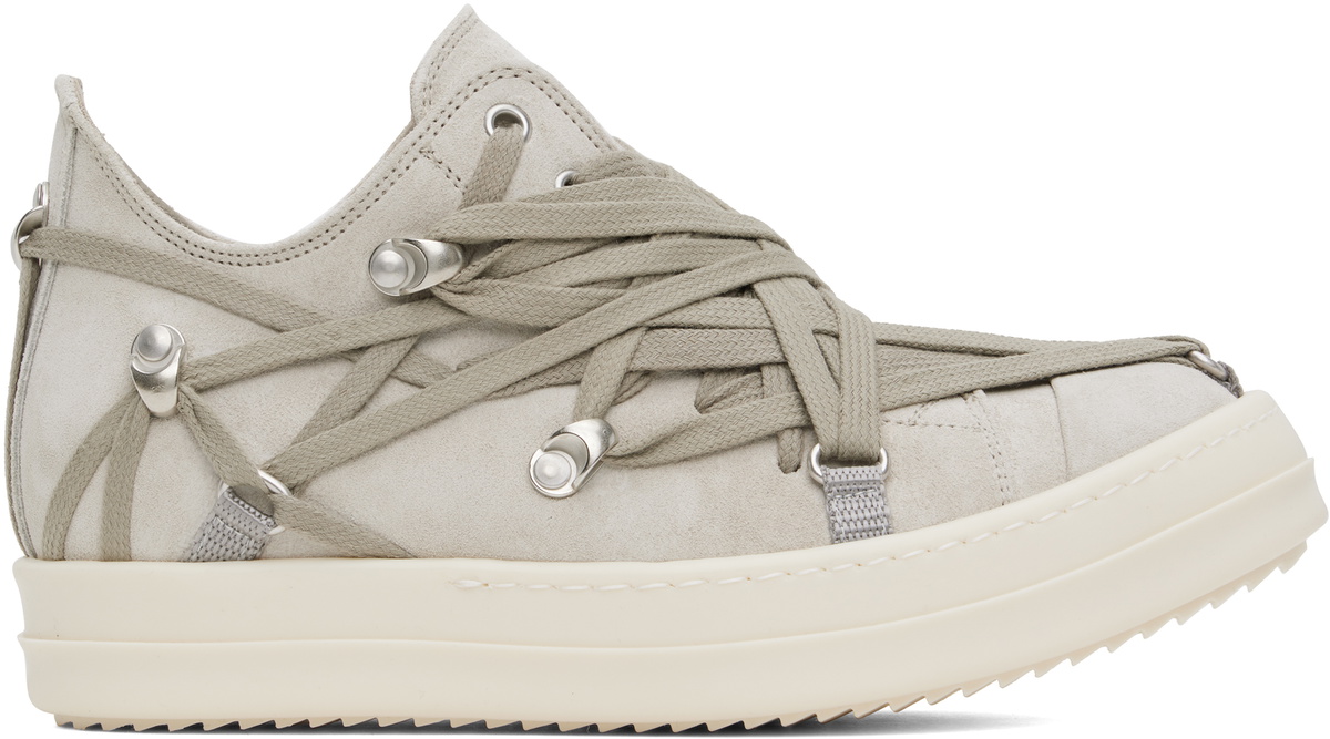 Rick Owens Gray Hollywood Megalace Low Sneakers Rick Owens