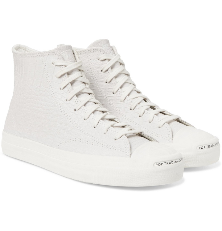 Photo: Converse - Pop Trading Company Jack Purcell Embossed Leather High-Top Sneakers - Neutrals