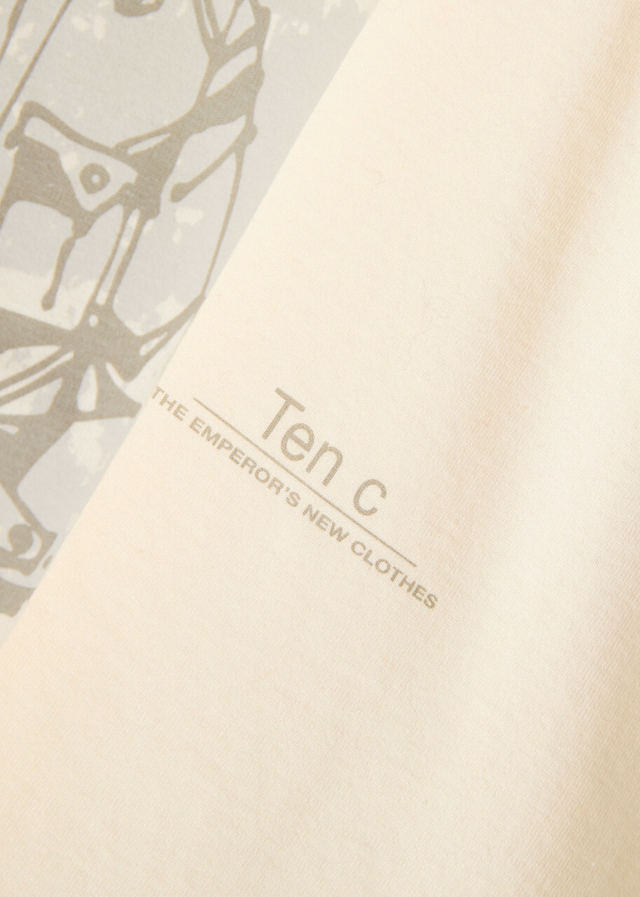 Ten C Manica Corta Printed Cotton T-shirt Ecru
