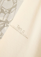 Ten C Manica Corta Printed Cotton T-shirt Ecru